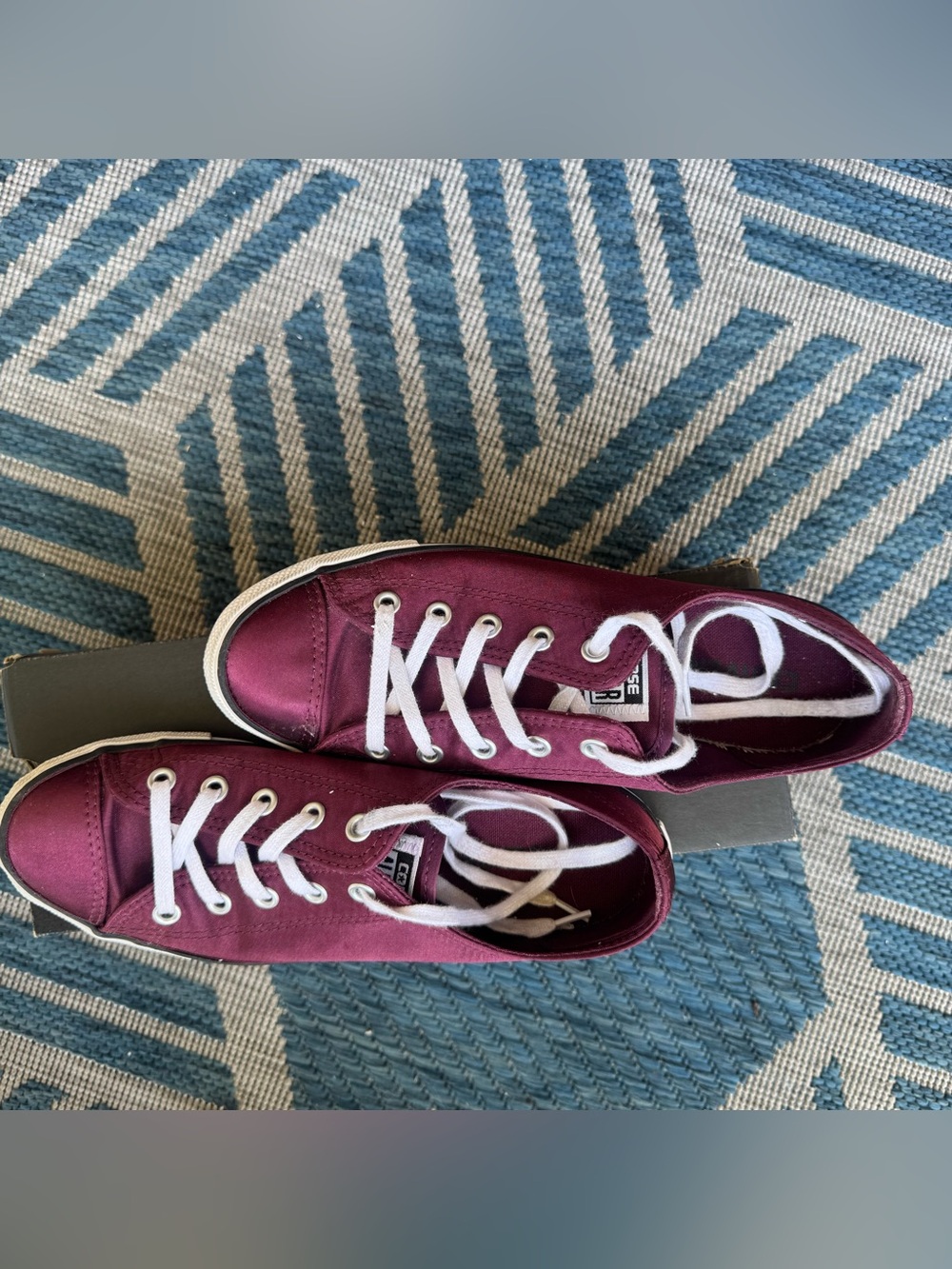 Converse Women's Burgundy Canvas Low Top Sneakers with White Laces